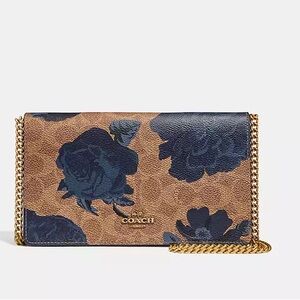 Callie Foldover Chain Clutch In Signature Canvas With Kaffe Fassett Print